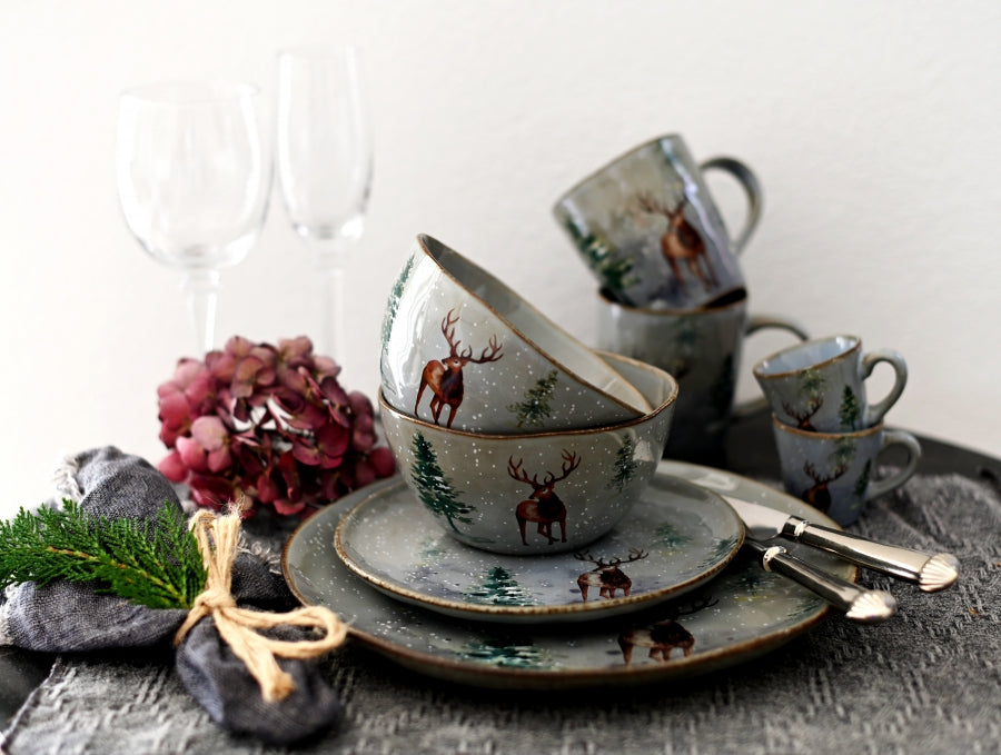 Szarvasos kőedény müzlis tál – Kék, Ø 25 cm/Limitált darabszám/