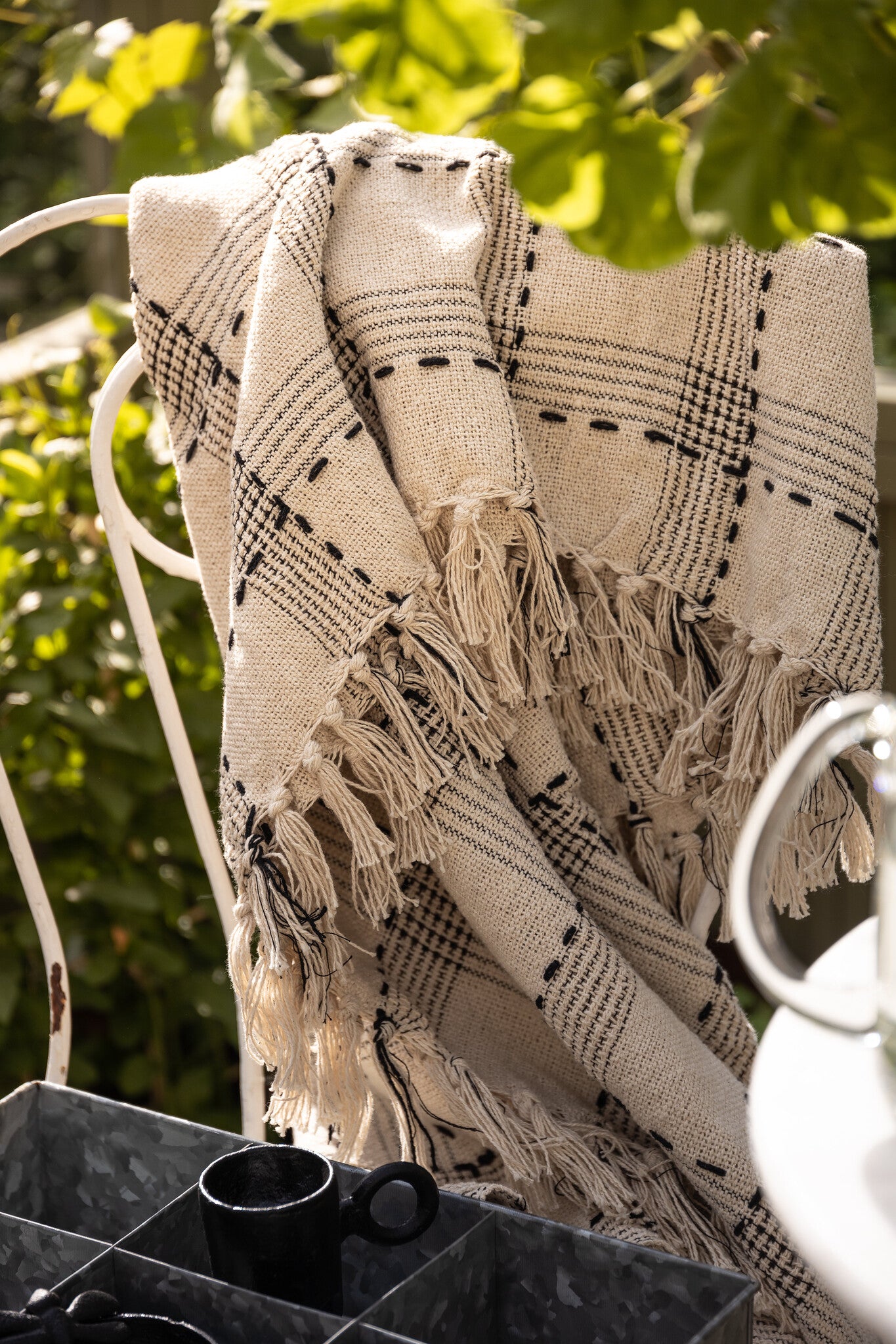 Kockás pamut törtfehér pléd